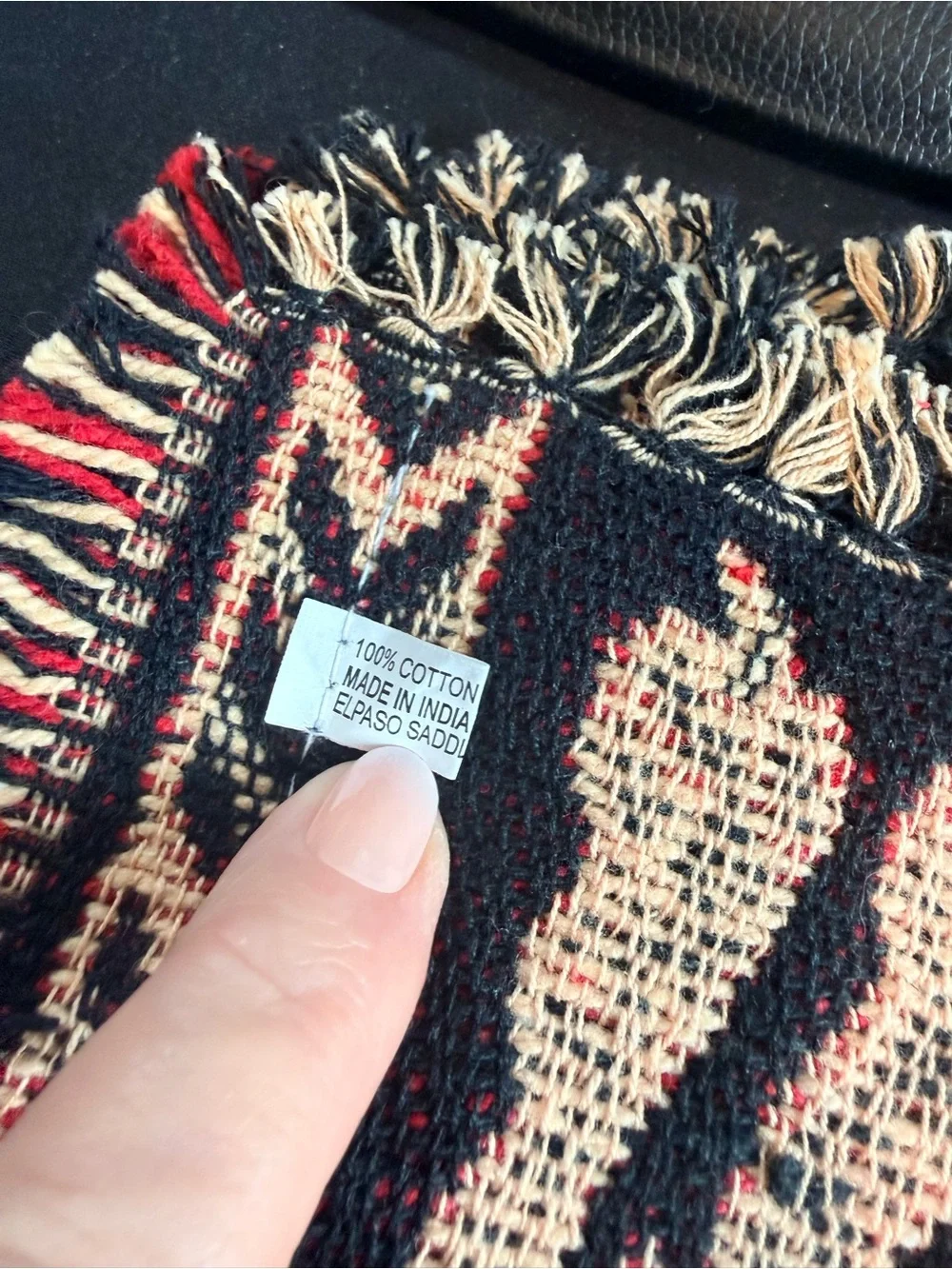 Woven Fringe Coasters Set - Red, Black & Cream Chili Pepper set of 4